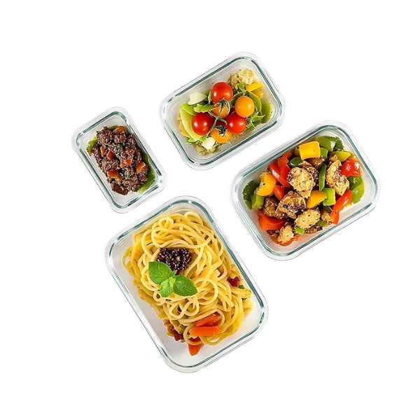 8-Pack Borosilicate Glass Food Storage Containers with Lids, Airtight Leak-Resistant Meal Prep Containers, Oven, Freezer and Dishwasher Safe, BPA Free - Image 2